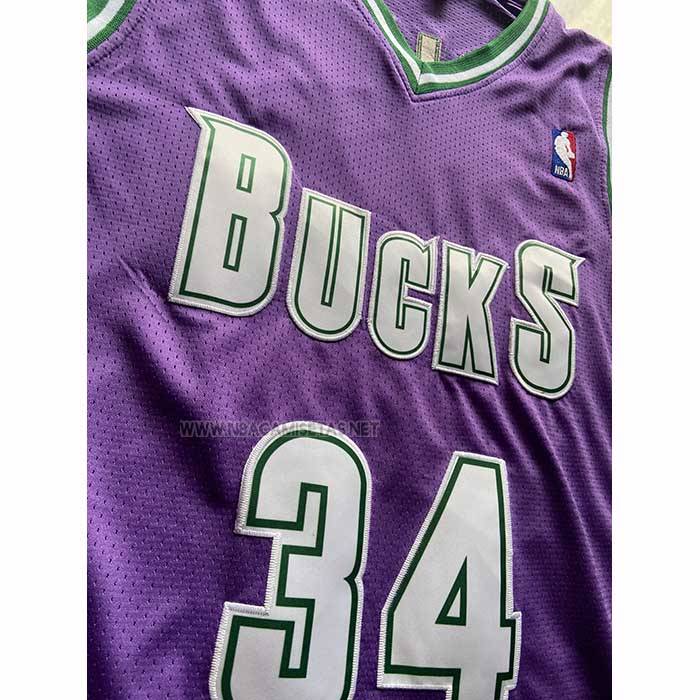 Camiseta Milwaukee Bucks Ray Allen NO 34 Mitchell & Ness 2001-02 Violeta